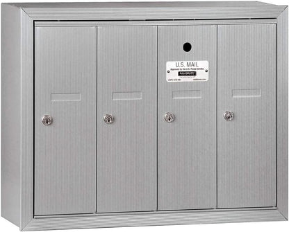 Salsbury Industries Vertical Mailbox - 4 Doors - Aluminum - Surface Mounted - USPS Access (Model 3504ASU)