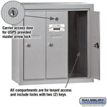 Salsbury Vertical Mailbox - 3 Doors - Aluminum - Surface Mounted - USPS Access - 3503ASU
