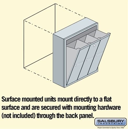 Salsbury Vertical Mailbox - 3 Doors - Aluminum - Surface Mounted - USPS Access - 3503ASU