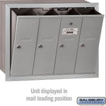 Salsbury 3504ARU Recessed Mounted 4 Door Vertical Mailbox and USPS Access, Aluminum