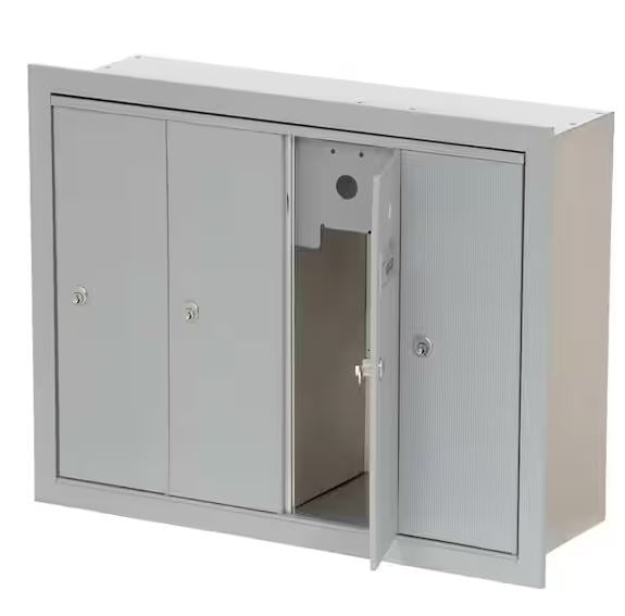Salsbury 3504ARU Recessed Mounted 4 Door Vertical Mailbox and USPS Access, Aluminum