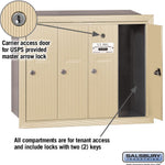 Salsbury 3504SRU Recessed Mounted Vertical Mailbox 4 Door with USPS Lock, Sandstone