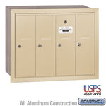 Salsbury Industries 3504SRU Recessed Mounted Vertical Mailbox for use with USPS Lock, 4 Doors, Sandstone