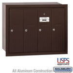 Salsbury 3504ZRU Recessed Mounted 4 Door Vertical Mailbox with USPS Access, Bronze