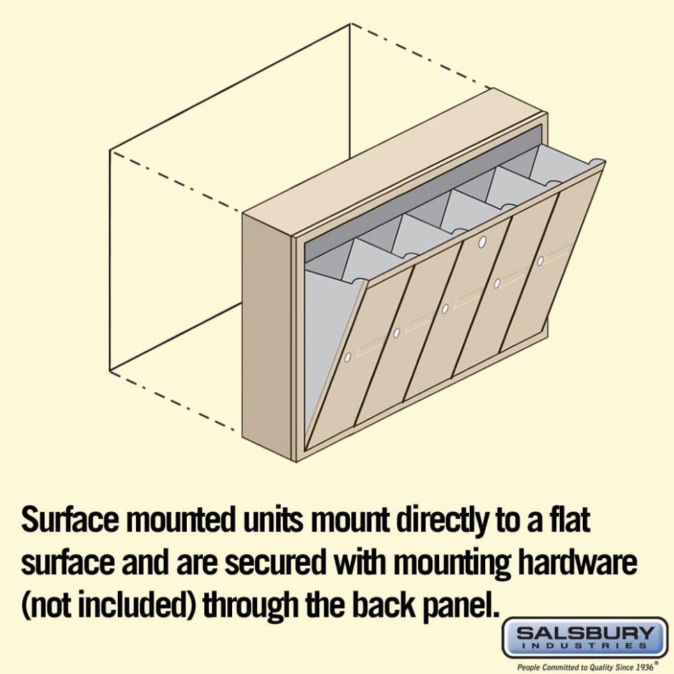 Salsbury 3505SSU Surface Mounted 5 Door Vertical Mailbox with USPS Access, Sandstone