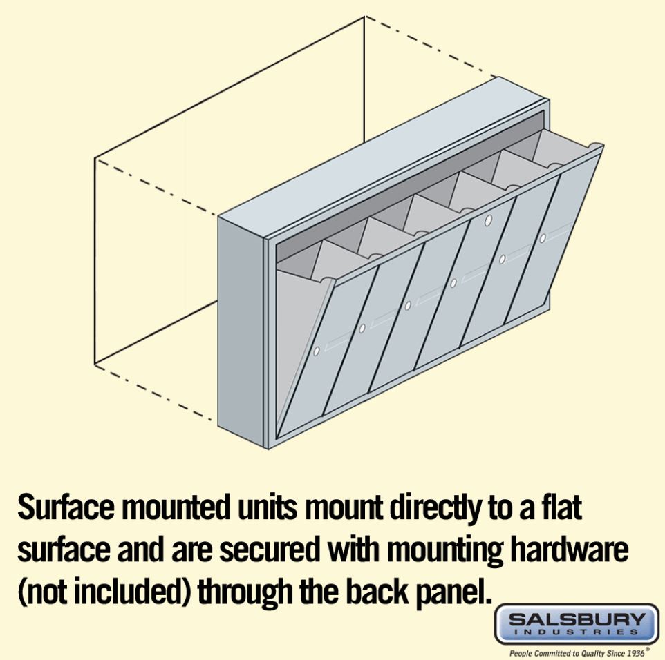 Salsbury 3506ASU Surface Mounted 6 Door Vertical Mailbox and USPS Access, Aluminum
