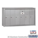 Salsbury 3506ASU Surface Mounted 6 Door Vertical Mailbox and USPS Access, Aluminum