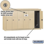 Salsbury 3506SSU Surface Mounted 6 Door Vertical Mailbox with USPS Access, Sandstone