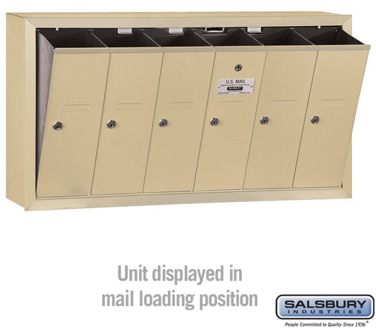 Salsbury Industries 3506SSU Surface Mounted Vertical Mailbox with USPS Access and 6 Doors, Sandstone