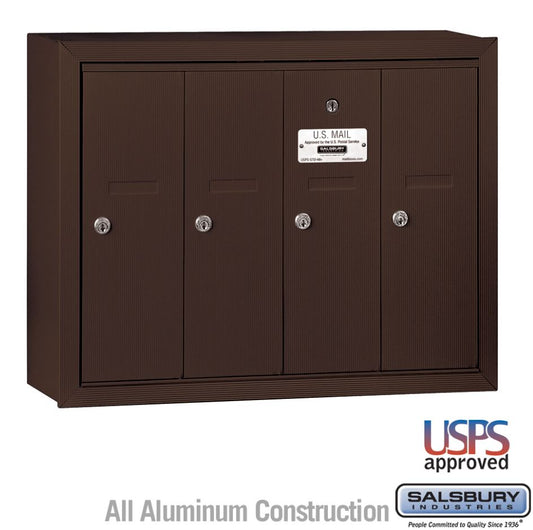 Salsbury Vertical Mailbox 3504ZSU - 4 Doors - Surface Mounted - USPS Access