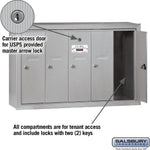 Salsbury Vertical Mailbox 5 Door, Aluminum - 3505ASP (Includes Master Commercial Lock)