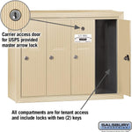 Salsbury Industries Vertical Mailbox - 4 Doors - Aluminum - Surface Mounted - USPS Access (Model 3504ASU)