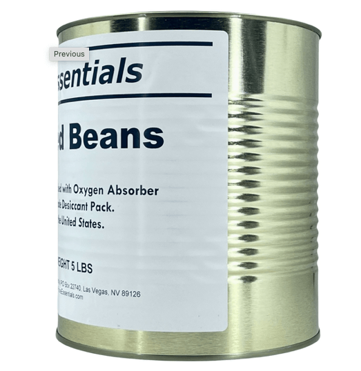 Future Essentials Small Red Beans are packed in a #10 can, which contains 5 pounds of beans. The beans are sealed in an oxygen and moisture free environment, which gives them a shelf life of 30 years.