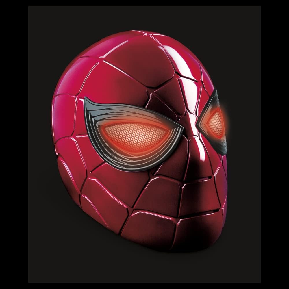 Spider-Man Marvel Legends Series Iron Spider Electronic Helmet with Glowing Eyes, 6 Light Settings and Adjustable Fit, Red