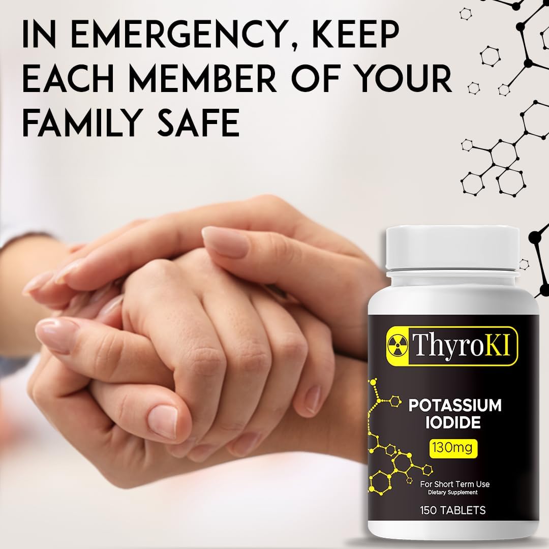 ThyroKI Potassium Iodide Non-GMO Fast Dissolving Tablets 130 mg (150 Tablets) Ki Pills Iodine Tablets