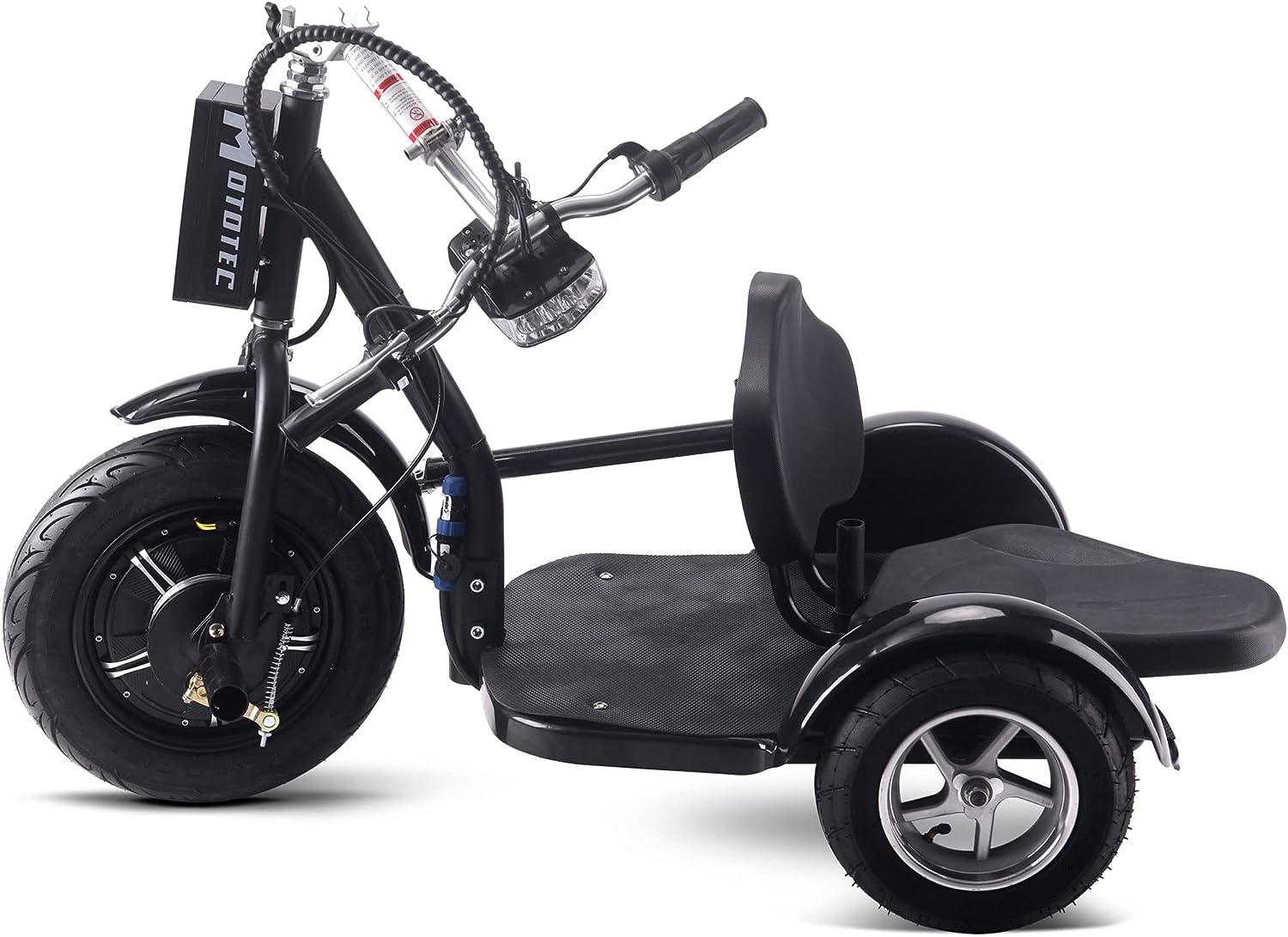 MotoTec Electric Trike 48v 1000w Lithium, Black, Large