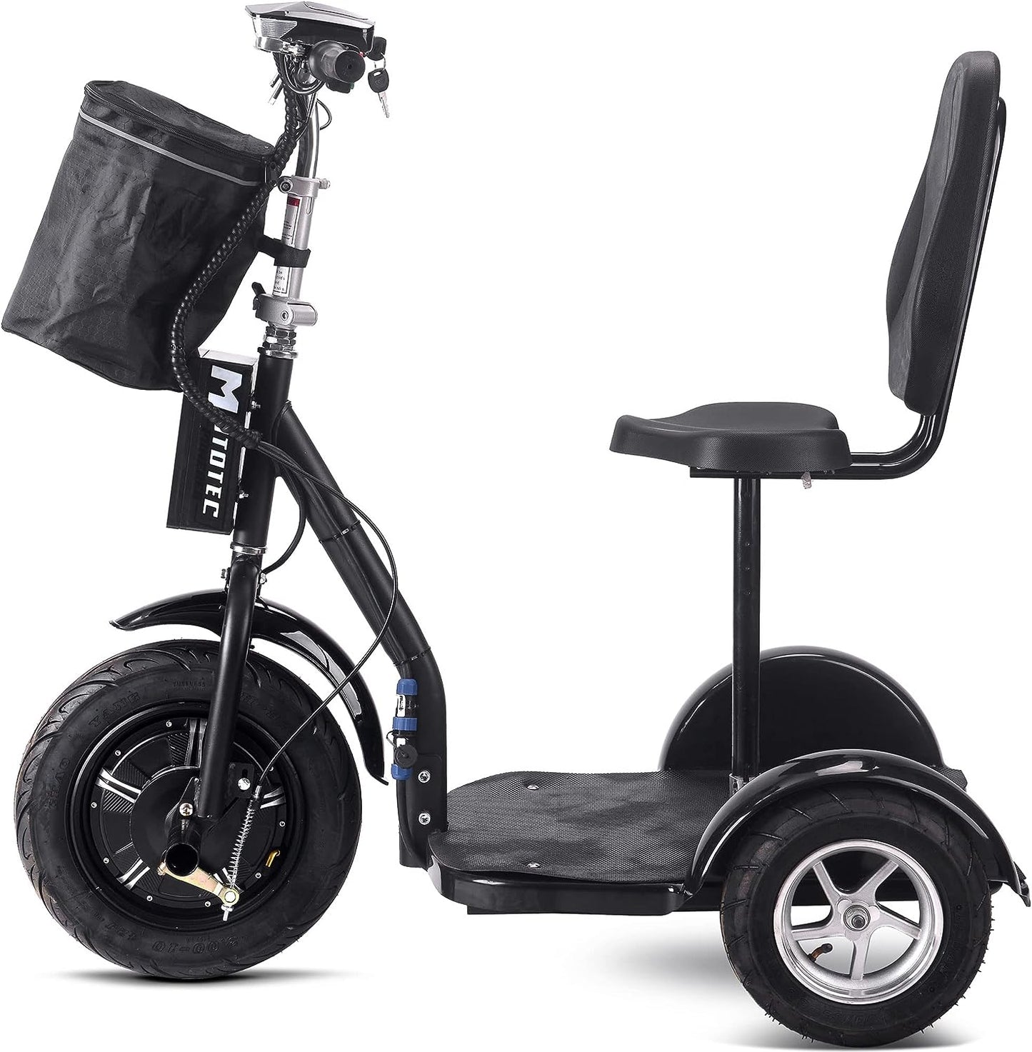 MotoTec Electric Trike 48v 1000w Lithium, Black, Large