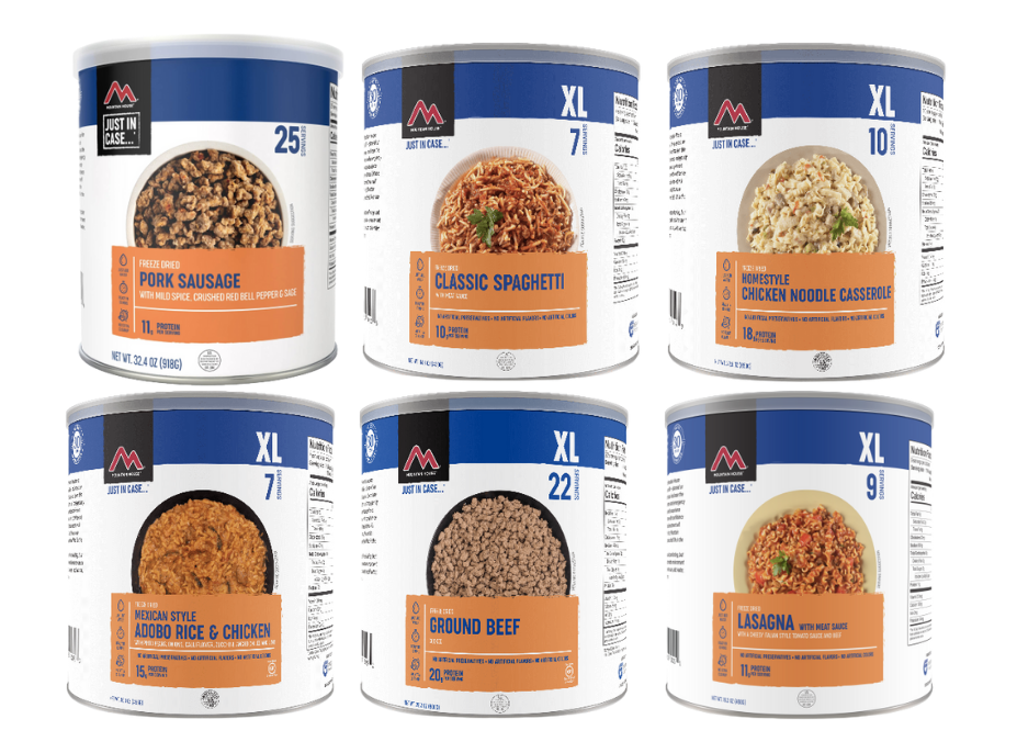 Get the Mountain House Assorted Pack of 6 Cans and enjoy delicious and nutritious meals for up to 30 years. The freeze-dried food is lightweight and easy to store, and it requires no cooking.