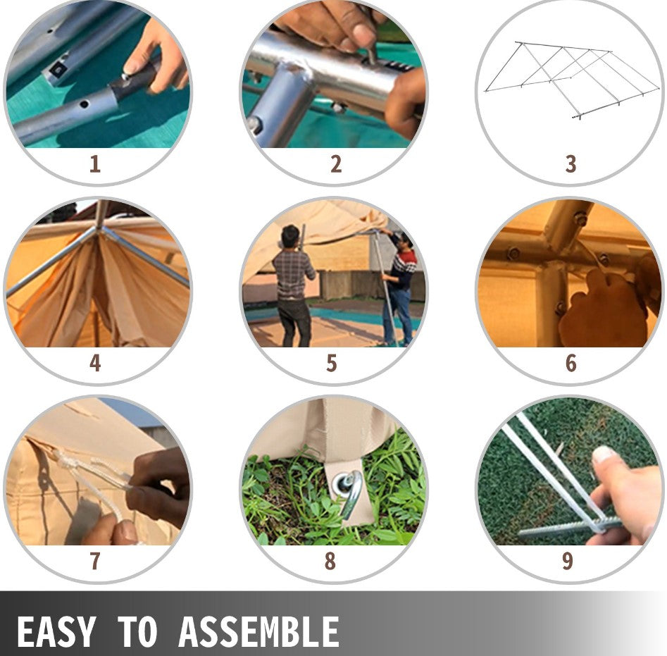 VEVOR Canvas Wall Tent 10x12ft, Wall Tent with PVC Storm Flap, Large Canvas Wall Tent Waterproof, Camping Canvas Tents With Stove Hole for 6-8 people Outdoor Camping Hiking Party Hunting