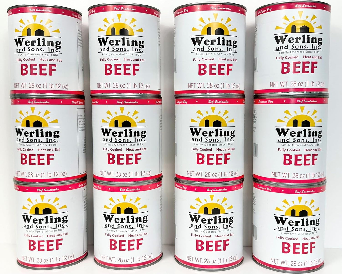 Werling Meats Canned Beef 28 Oz Fully Cooked, Heat & Eat | Shelf Stable Canned Meat