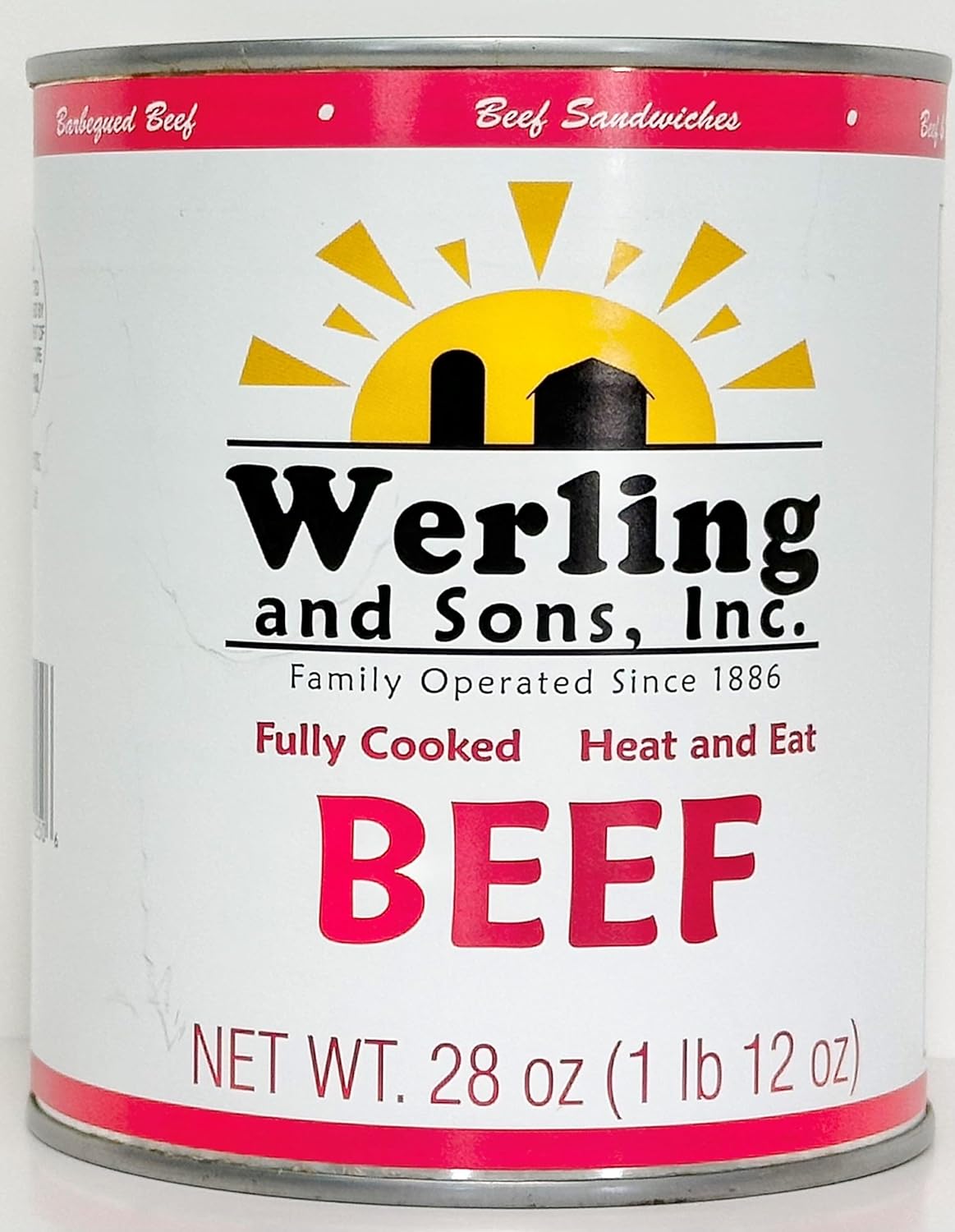 Werling Meats Canned Beef 28 Oz Fully Cooked, Heat & Eat | Shelf Stable Canned Meat