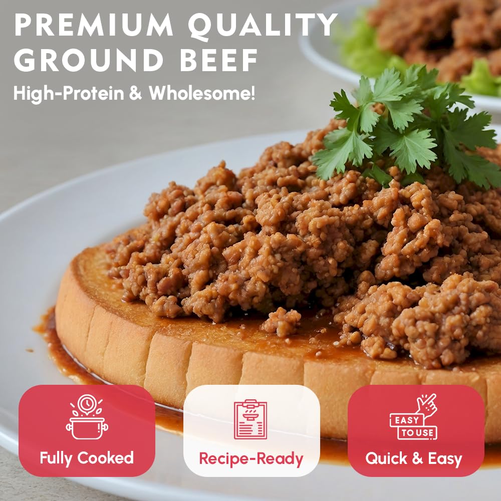 Werling & Sons Canned Hamburger 28 Oz Fully Cooked Ground Beef Heat & Eat Premium Quality Ready to Eat Canned Food Long Shelf Life for Emergency Storage, Camping and Survival Canned Meat Pack of 12