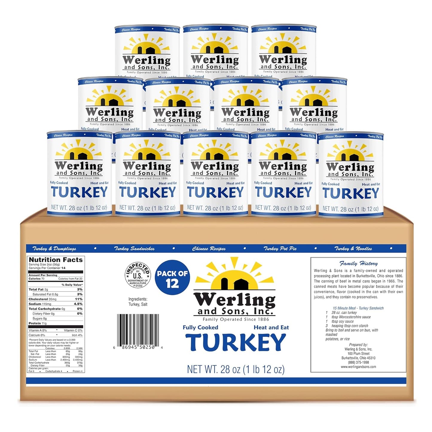 Werling & Sons Fully Cooked Canned Turkey Meat 28 Oz