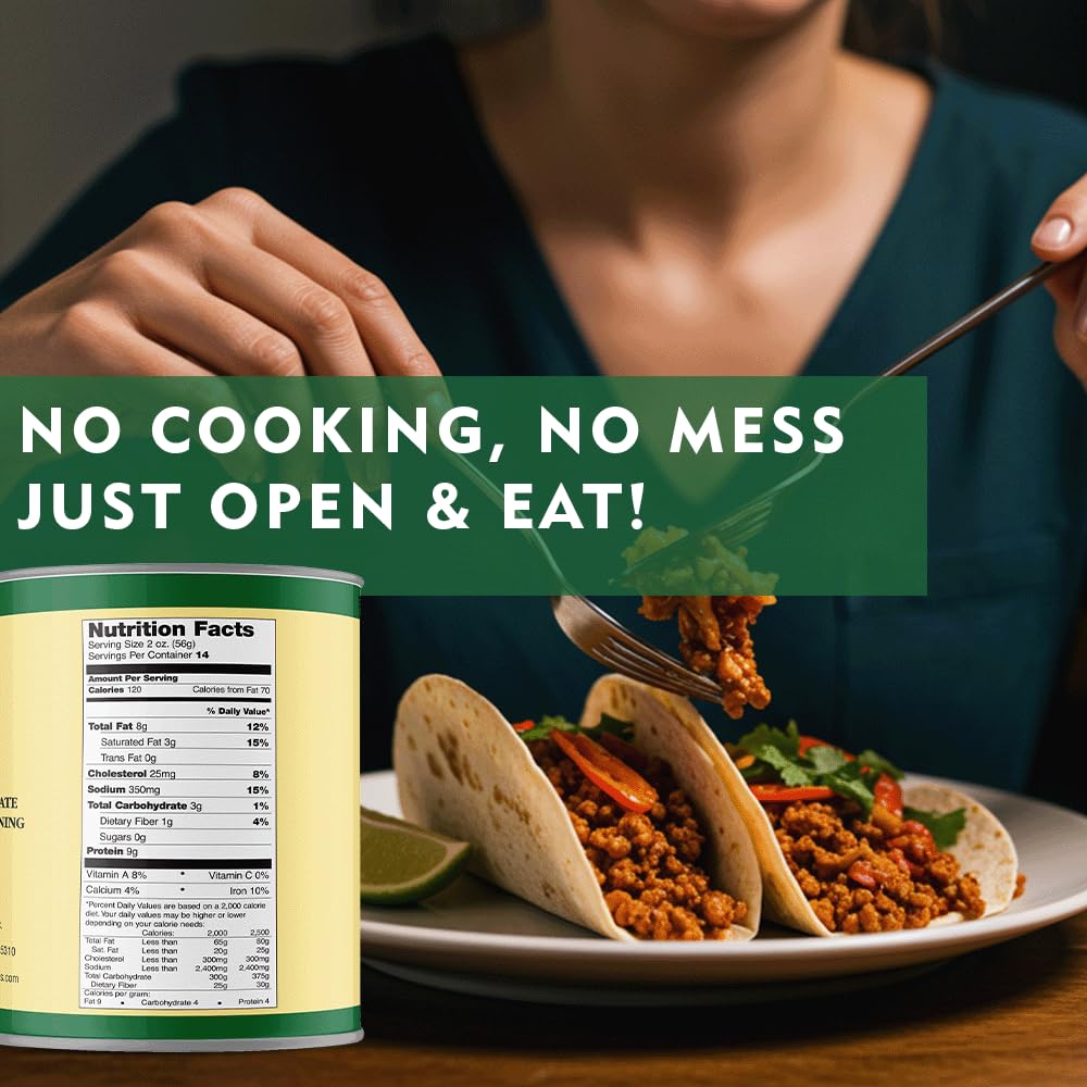 Werling & Sons Taco Beef Filling 28 Oz – Fully Cooked, Heat & Serve | Premium Shelf-Stable Canned Meat