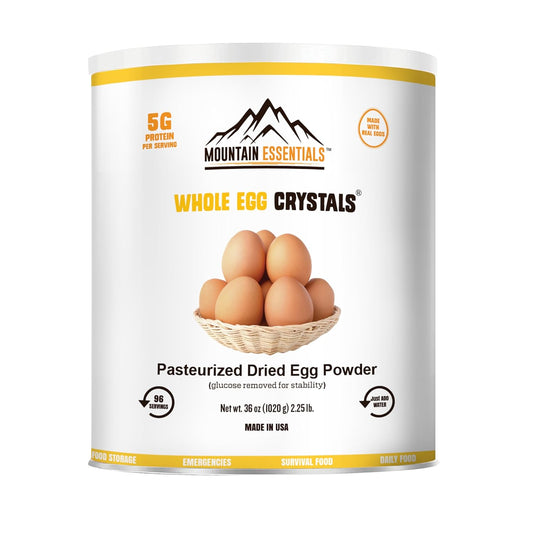 Mountain Essentials Dehydrated Whole Powdered Egg Crystals Made from All-Natural Ingredients | Long Term Storage Shelf Stable | Perfect for Emergency Survival & Backpacking No Additives 2.25 Lb 01 Can