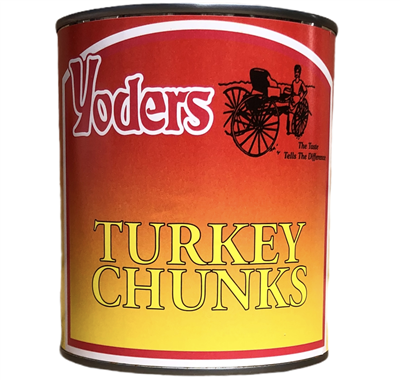 Yoder's Fresh Real Fully Cooked Canned Turkey Chunks Ready to Eat Emergency Survival Food | Premium Quality Meat Ideal for Camping | Travel and Long term Food Storage Full Case (12 Cans) 28 oz. Cans