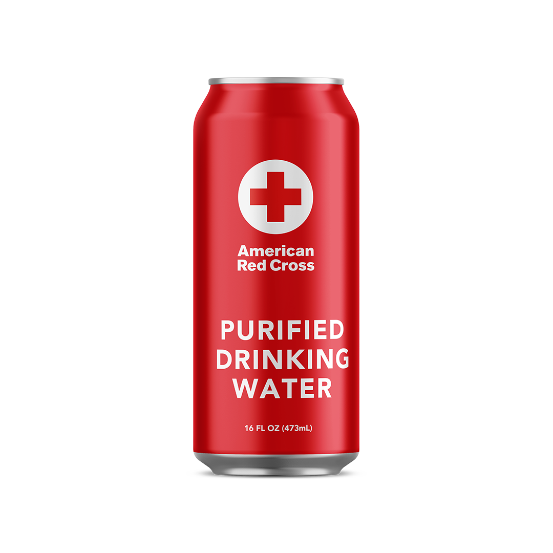 American Red Cross Emergency Purified Drinking Water, Case of 12, 50-Year Shelf Life, Hermetically Sealed Aluminum Cans, BPA-Free, 2.5–5 Day Supply Per Person, Emergency & Everyday Preparedness