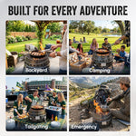 Volcano 3 Collapsible Portable Grill & Stove with Lid & Cookbook 19,500 BTU Burner 13” Cooking Surface Includes Carry Bag Regulator Hose & Heat Diffuser for Camping Tailgating & Dutch Oven Cooking