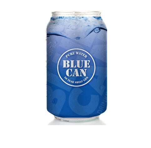 Blue Can Emergency Drinking Water - 50 Year Shelf Life (Case of 24 Cans)