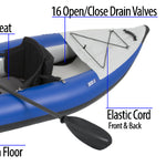 Sea Eagle 300X Explorer Touring, Camping, Fishing Whitewater Inflatable Kayak, Solo, Self-Bailing, Drop Stitch Floor-Paddle, Seat, Pump, Skeg, Bag | Pro Carbon Package