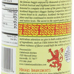 A nutritional facts label for Caledonian Kitchen Haggis with Highland Beef. The label shows that each serving of haggis contains 170 calories, 460 mg of sodium, 2 g of fiber, 2 g of sugars, and 8 g of protein.
