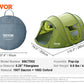 VEVOR Camping Tent, 9.2 x 6.6 x 4.3 ft Pop Up Tent for 4 Person, Easy Setup Waterproof Backpacking Tent, with Door and Window, for Outdoor Family Camping, Hiking, Hunting, Mountaineering Travel