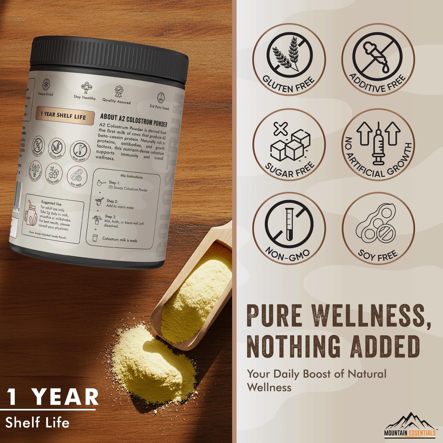 A2 Colostrum Powder – 3.5 oz | Grass-Fed Bovine Sourced | Unflavored First-Milking Powder for Shakes, Smoothies & Daily Use | Above 40% IGG Gluten-Free, 1-Year Shelf Life, 50 Servings Pack of 1