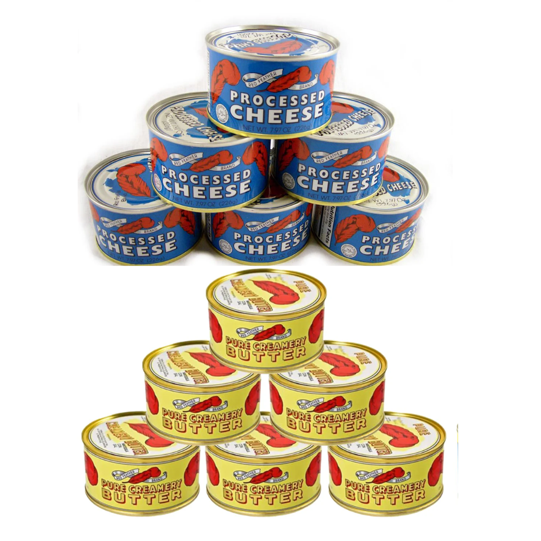 Combo - Red Feather Canned Butter & Bega Canned Cheese (6 CANS) Each