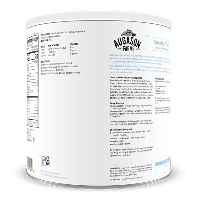 Country Fresh Instant Nonfat Dry Milk Can, 39 Servings