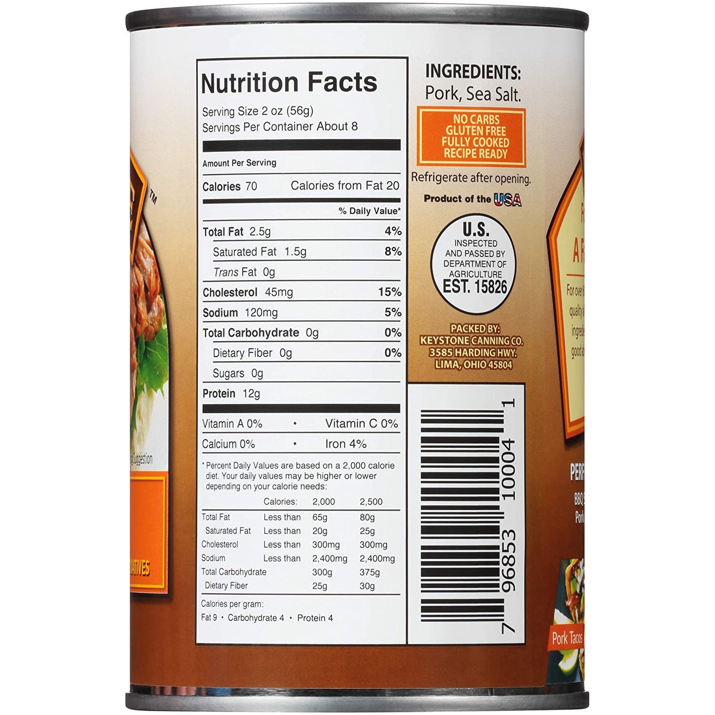 Keystone Meats All Natural Pork 14.5 Oz Can