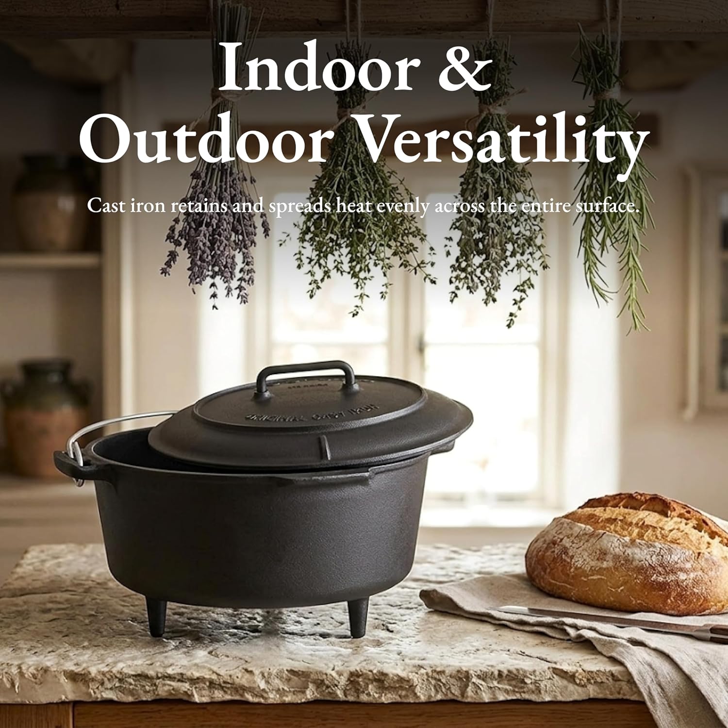 Volcano Grills Cast Iron Vintage Style Dutch Oven for Camping