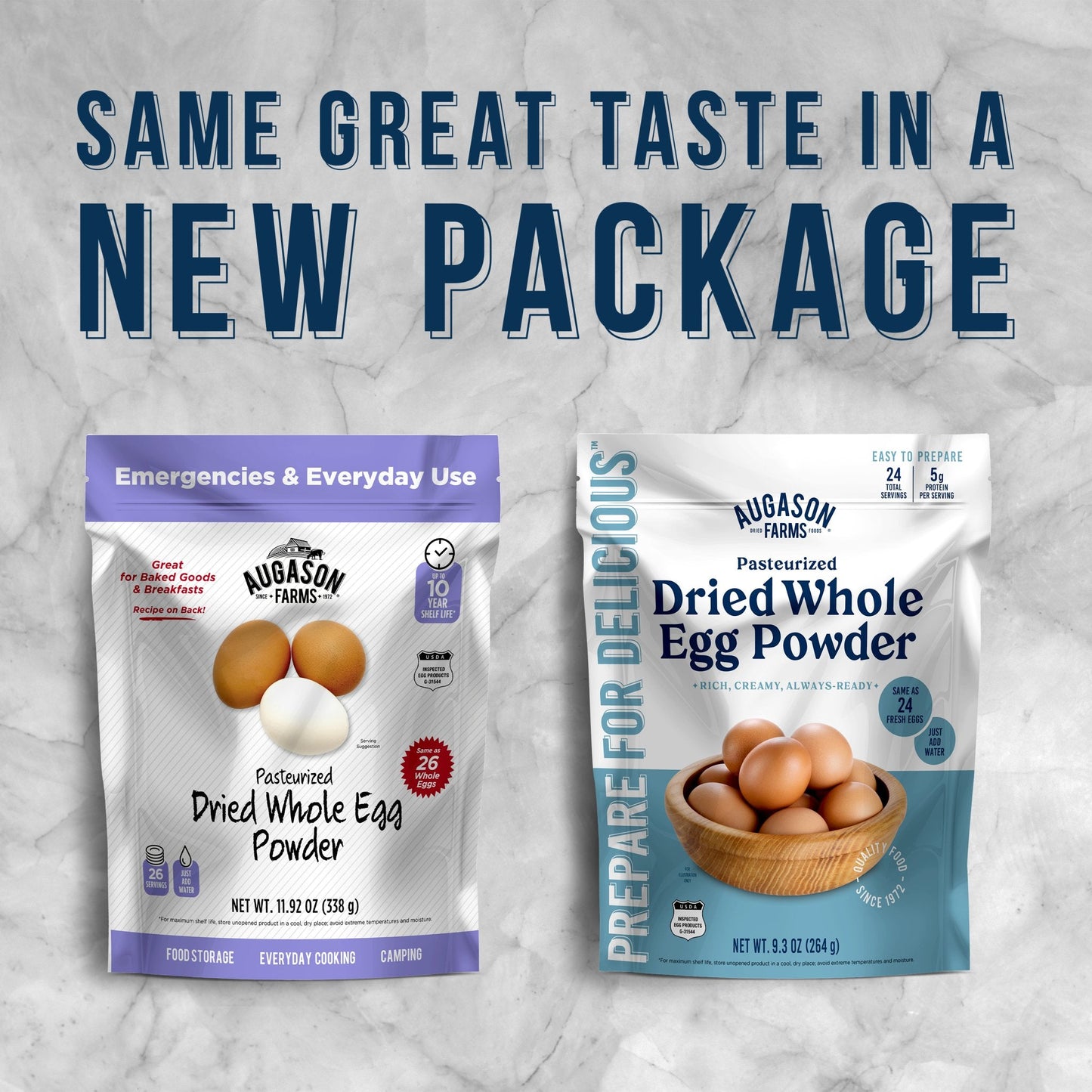 Pasteurized Dried Whole Egg Powder Pouch, 24 Servings