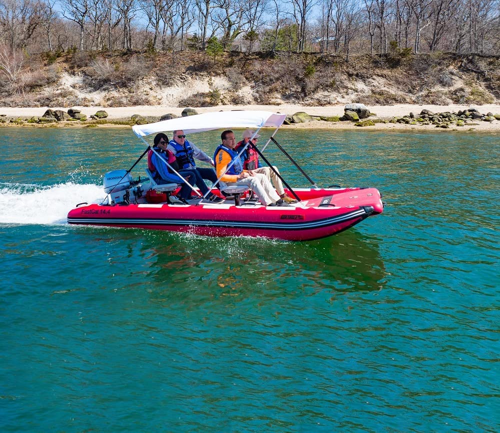 SeaEagle FastCat 14 Inflatable Catamaran Boat - Swivel Seat Canopy Package