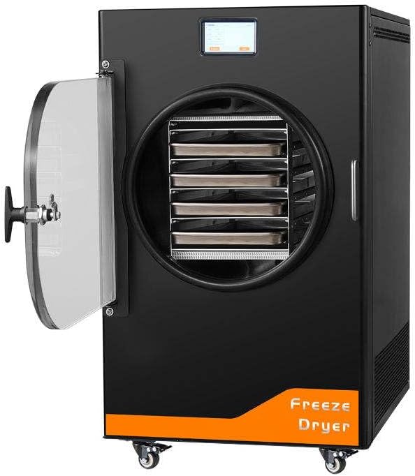 Freeze Dryer Machine, 6.6–8.8 LBS/Batch, Food Lyophilizer with Vacuum Pump and 4 Stainless Steel Trays, Adjustable Temperature & Timer Control for Fruits, Vegetables, Meat, Candy and Meals