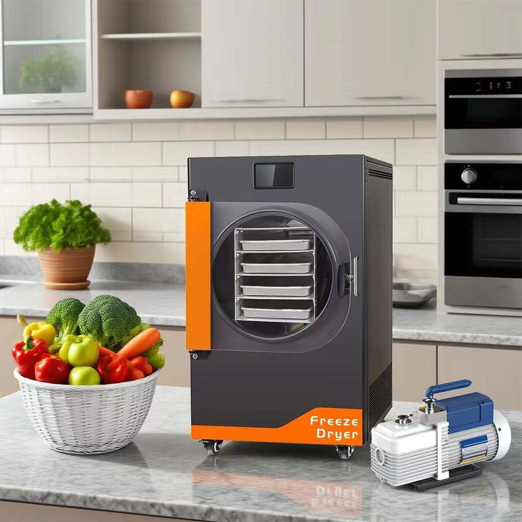Freeze Dryer Machine, 6.6–8.8 LBS/Batch, Food Lyophilizer with Vacuum Pump and 4 Stainless Steel Trays, Adjustable Temperature & Timer Control for Fruits, Vegetables, Meat, Candy and Meals