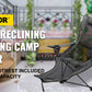 VEVOR Folding Camp Chair with Footrest Mesh, Portable Lounge Chair with Cup Holder and Storage Bag, for Camping Fishing and Other Outdoor Activities (Grey)