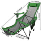VEVOR Folding Camp Chair with Footrest Mesh, Lounge Chair with Cup Holder and Storage Bag, Reclining Folding Camp Chair for Camping Fishing and Other Outdoor Activities (Green)