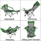 VEVOR Folding Camp Chair with Footrest Mesh, Lounge Chair with Cup Holder and Storage Bag, Reclining Folding Camp Chair for Camping Fishing and Other Outdoor Activities (Green)