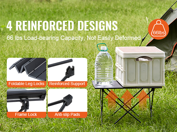 VEVOR Folding Camping Table, Outdoor Portable Side Tables, Lightweight Fold Up Table, Aluminum Alloy Ultra Compact Work Table with Carry Bag, For Cooking, Beach, Picnic, Travel, 22.2x15.9 inch, Black