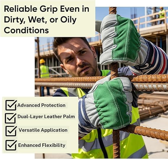 Shoulder Leather Work Gloves 120 Dozen (1,440 Pairs) for Farming & Welding – Split Cowhide Palm, Joint Palm & Safety Cuff